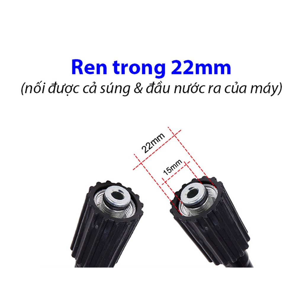 Dây phun xịt cao áp Ergen, cuộn dây áp lực nối dài 20m, dùng cho các dòng máy rửa xe ren 22mm