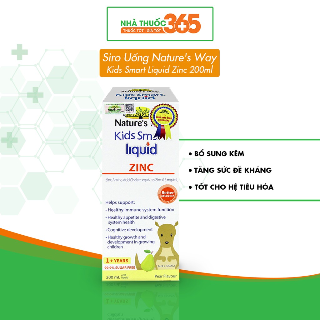 Siro Uống Nature's Way Kids Smart Liquid Zinc Bổ Sung Kẽm, Tăng Sức Đề Kháng Cho Bé 200ml