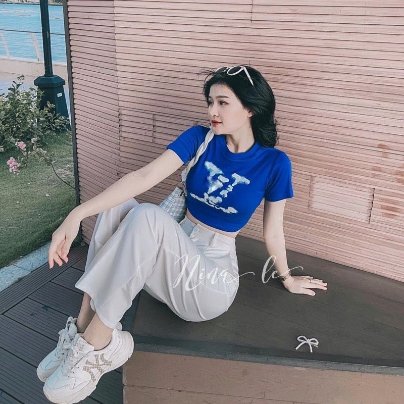 2FASHIONISTA - SET áo croptop L/ + quần suông chất vải loại 1