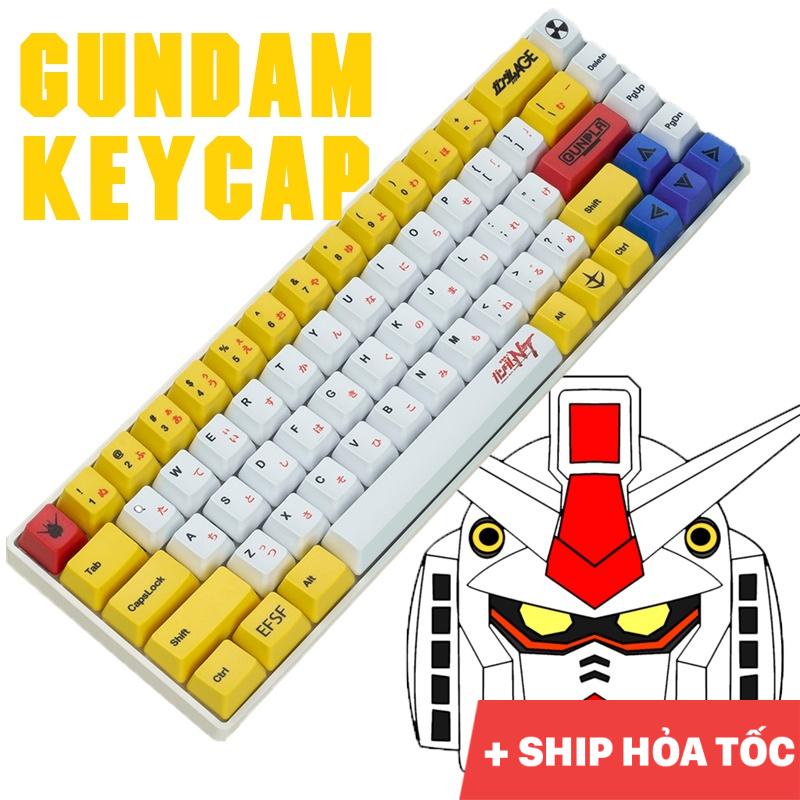 Keycap Yellow Gundam nhựa PBT cao cấp, Profile OEM, in Dye Sub 123 Nút