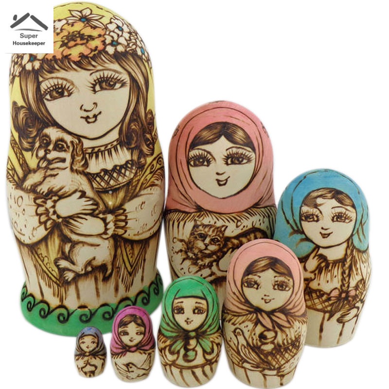 Set 7 búp bê Nga bằng gỗ