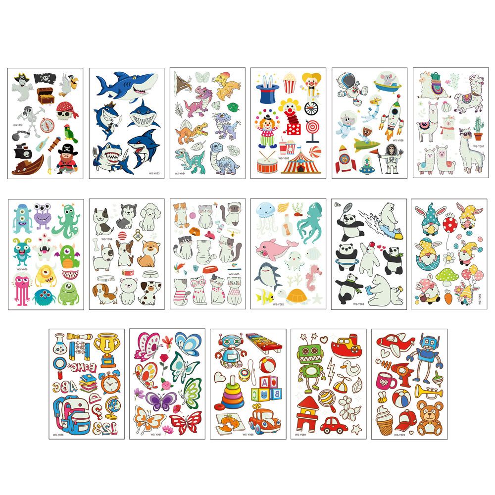 Miếng dán hình xăm tạm thời chống nước họa tiết hoạt hình màu dạ quang cho bé