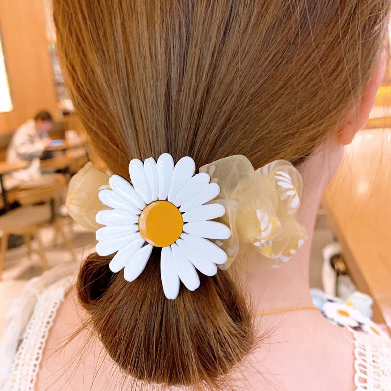 Sweet Chamomile Organza Cute Daisy Gauze Candy Color Hair Rope