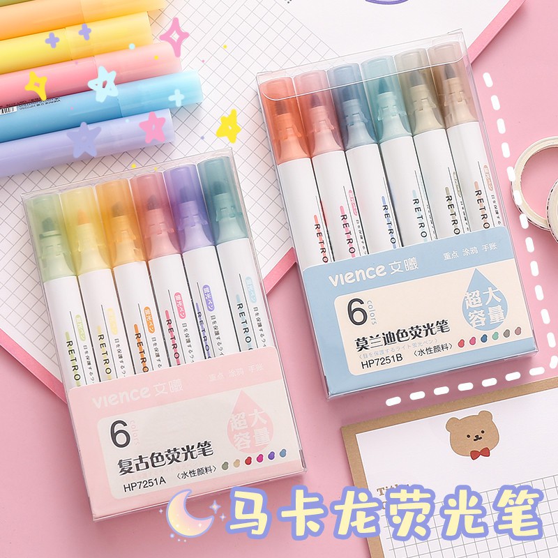 Bút Dạ Quang 6 Màu , Bút highlight , Bút nhớ Xinh Xắn Tiện Lợi , Bút Đánh Dấu Màu Pastel