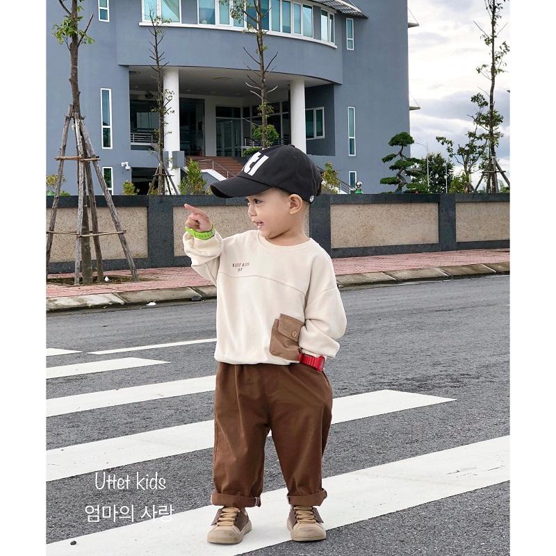 ÁO SWEATER  PHONG CÁCH HÀN QUỐC  TÚI 1 BÊN FORM NHỎ 799 (DA CÁ)  DÀNH CHO BÉ GÁI VÀ BÉ TRAI