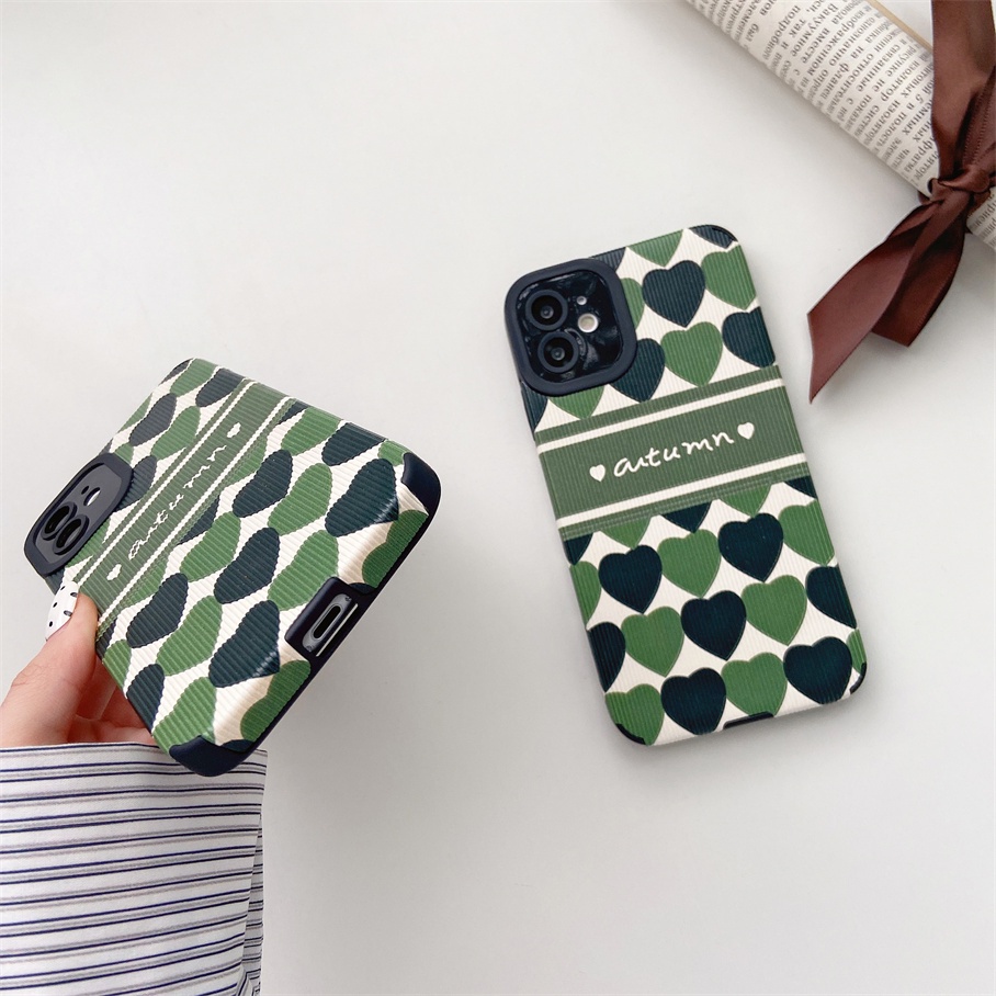 Ốp điện thoại mềm họa tiết trái tim kiểu Hàn Quốc thích hợp cho iPhone 13 12 11 Pro Max Se 2020 Xr X 7 8 Plus