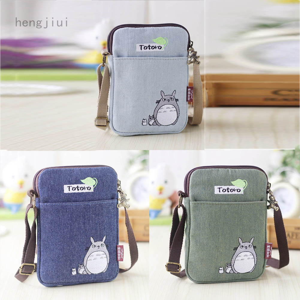 Túi Đeo Chéo Đựng Điện Thoại Thêu Hình Totoro Đáng Yêu