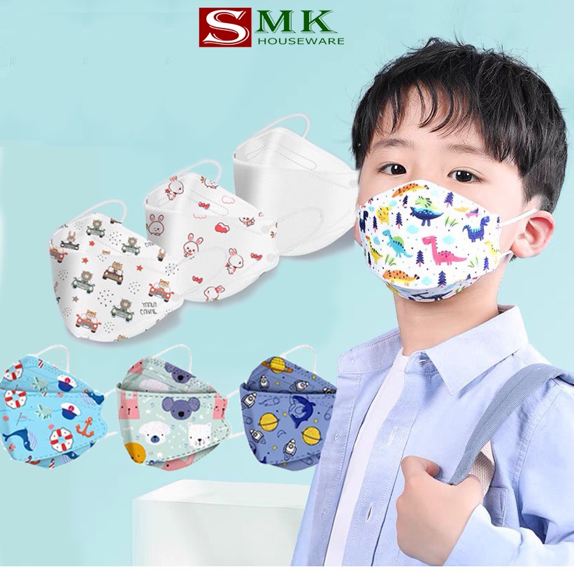 Set 10 Khẩu Trang Trẻ Em 4D KF94+ THỊNH PHÁT, hàng loại A, 4 lớp, phong cách Hàn, kháng khuẩn trên 9