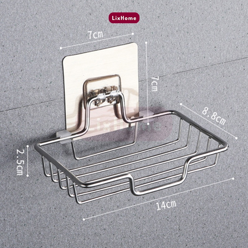Khay đựng xà phòng dán tường inox không cần khoan đục, giá để xà bông tiện lợi cho phòng tắm - LixHome