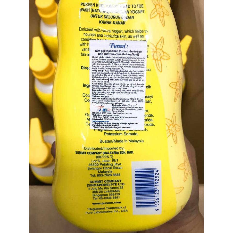 Sữa Tắm Gội Toàn Thân Cho Bé Sơ Sinh Và Trẻ Em PUREEN Nhập Khẩu Malaysia 750ml | BigBuy360 - bigbuy360.vn