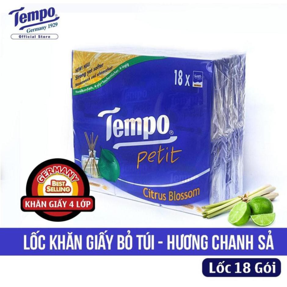 Lốc 18 Gói Khăn Giấy Bỏ Túi Tempo 3 mùi hương- 7 Tờ/Gói