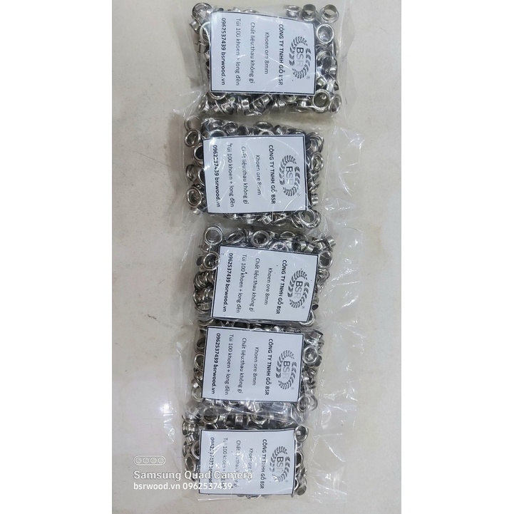 Khoen ore 8mm Khoen mắt cáo 8ly Thau không gỉ Khuy mắt cáo bấm vải Túi 100 cái  Màu bạc/ vàng/ đồng