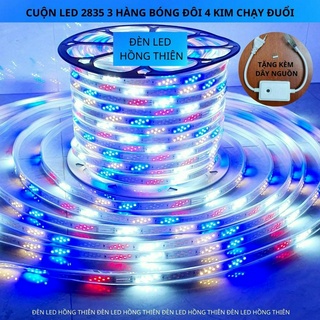 Cuộn dây đèn led chạy đuổi chip 2835 4 ghim / 3 hàng led trang trí 100m