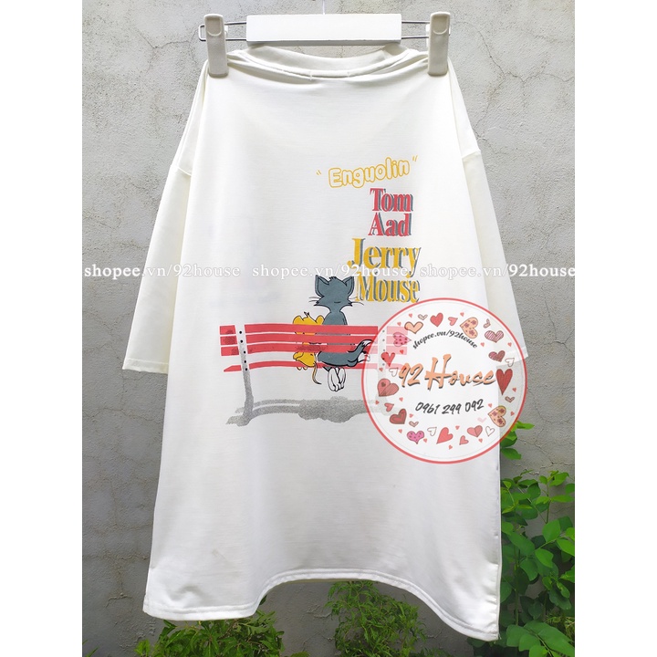 Áo thun phom rộng unisex mèo chuột hoạt hình / Áo phông tay lỡ Ulzzang