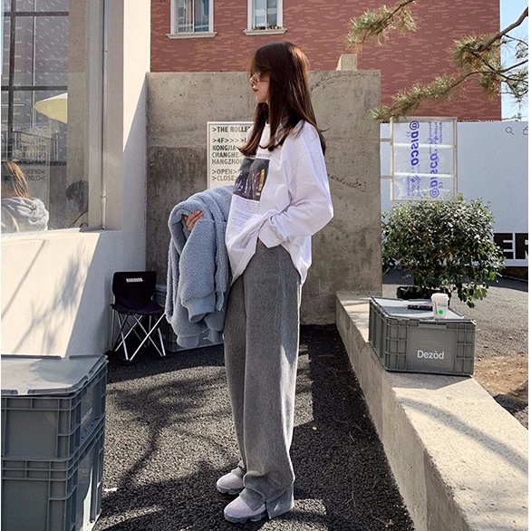 Áo Thun Tay Dài Dáng Rộng In Họa Tiết Thời Trang Mùa Thu Mới Cho Nữ