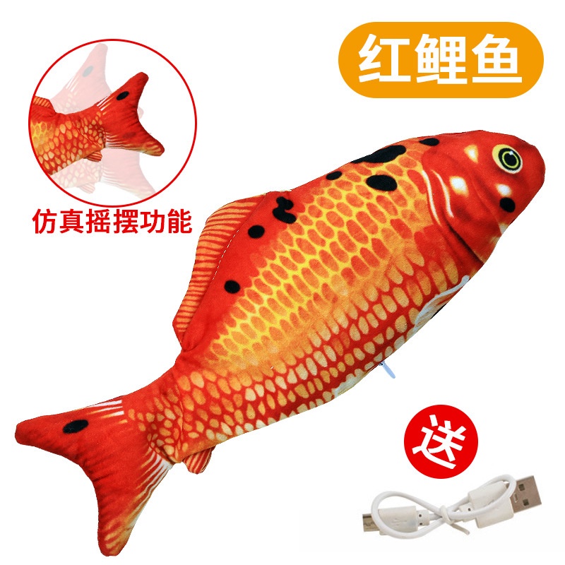 Đồ Chơi Cá Nhồi Bông Chạy Điện Sạc USB Mô Phỏng Cá Dễ Thương Vui Nhộn Cho Mèo