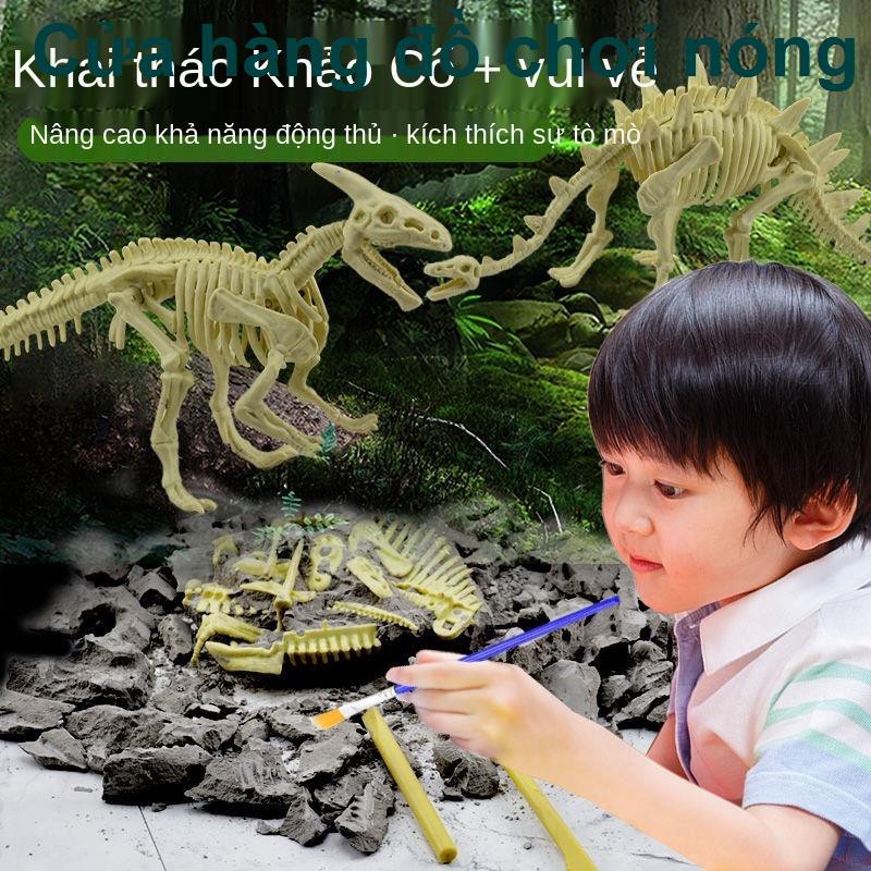 đồ chơi khai quật hóa thạch khủng long khai quật khảo cổ mô hình lắp ráp bộ xương khủng long khủng long bạo chúa tự làm