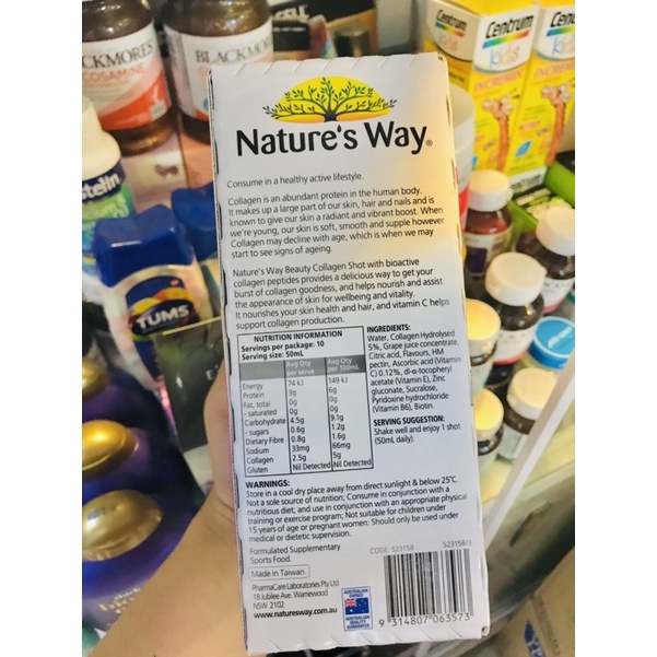 [Giá Sốc] Collagen Shot Natures Way của Úc hộp 10 chai | Thế Giới Skin Care