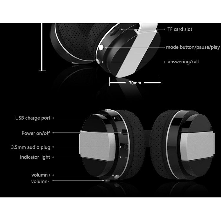 Tai nghe Headphone Bluetooth Zealot B17 thể thao với Mic, FM radio, TF - Hàng chính hãng