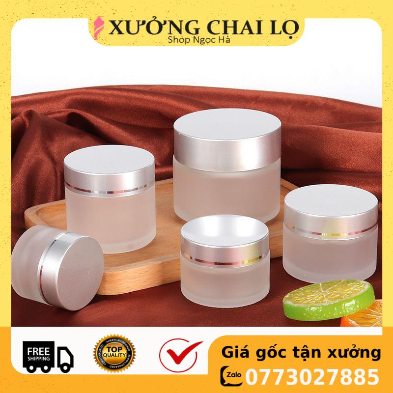 Hũ Chiết Mỹ Phẩm ❤ GIÁ RẺ NHẤT ❤ [10g,15g,20g,30g,50g] Hũ Chiết Mỹ Phẩm Thủy Tinh Mờ Nắp Bạc đựng kem face .