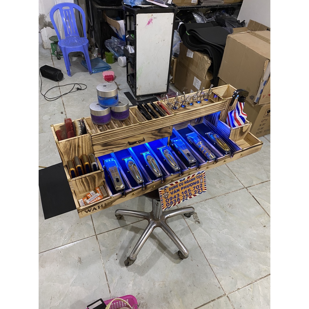 khay gỗ đựng tông đơ