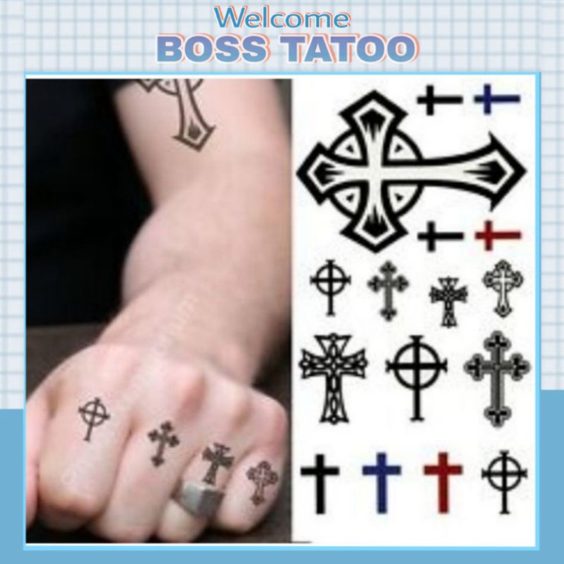 Hình xăm dán tattoo mini thánh giá.Xăm dán tatoo mini tạm thời, size <10x6cm