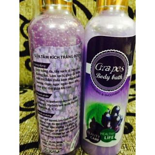 Sữa tắm kích trắng da toàn thân Grapes Body Bath có hạt massage dung tích 250ml date 2020