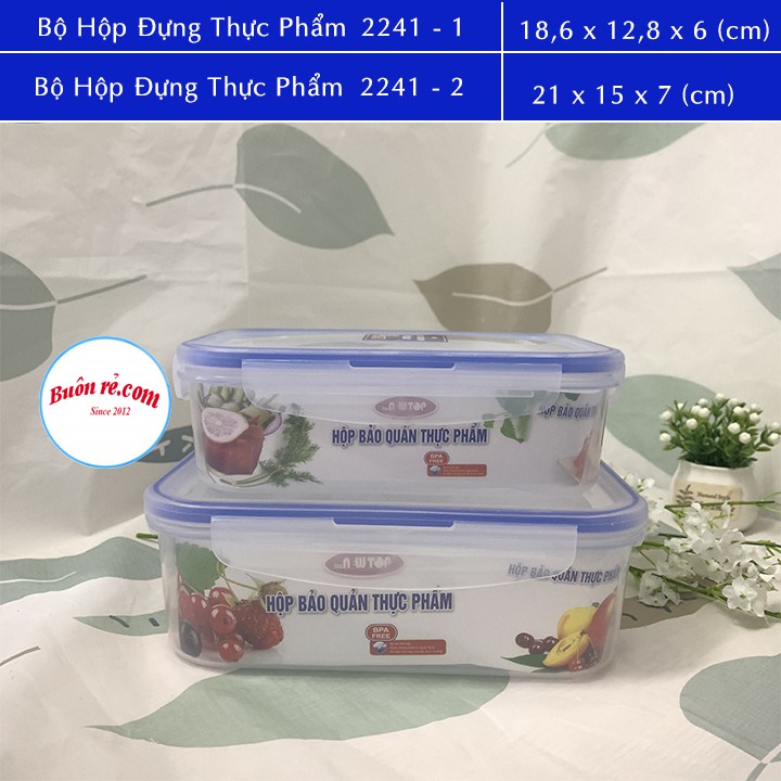 Bộ 2 Hộp Trữ Đồ Đông Lạnh - Hộp Thực Phẩm 4 khóa Song Long ( MS:2241) - br00314