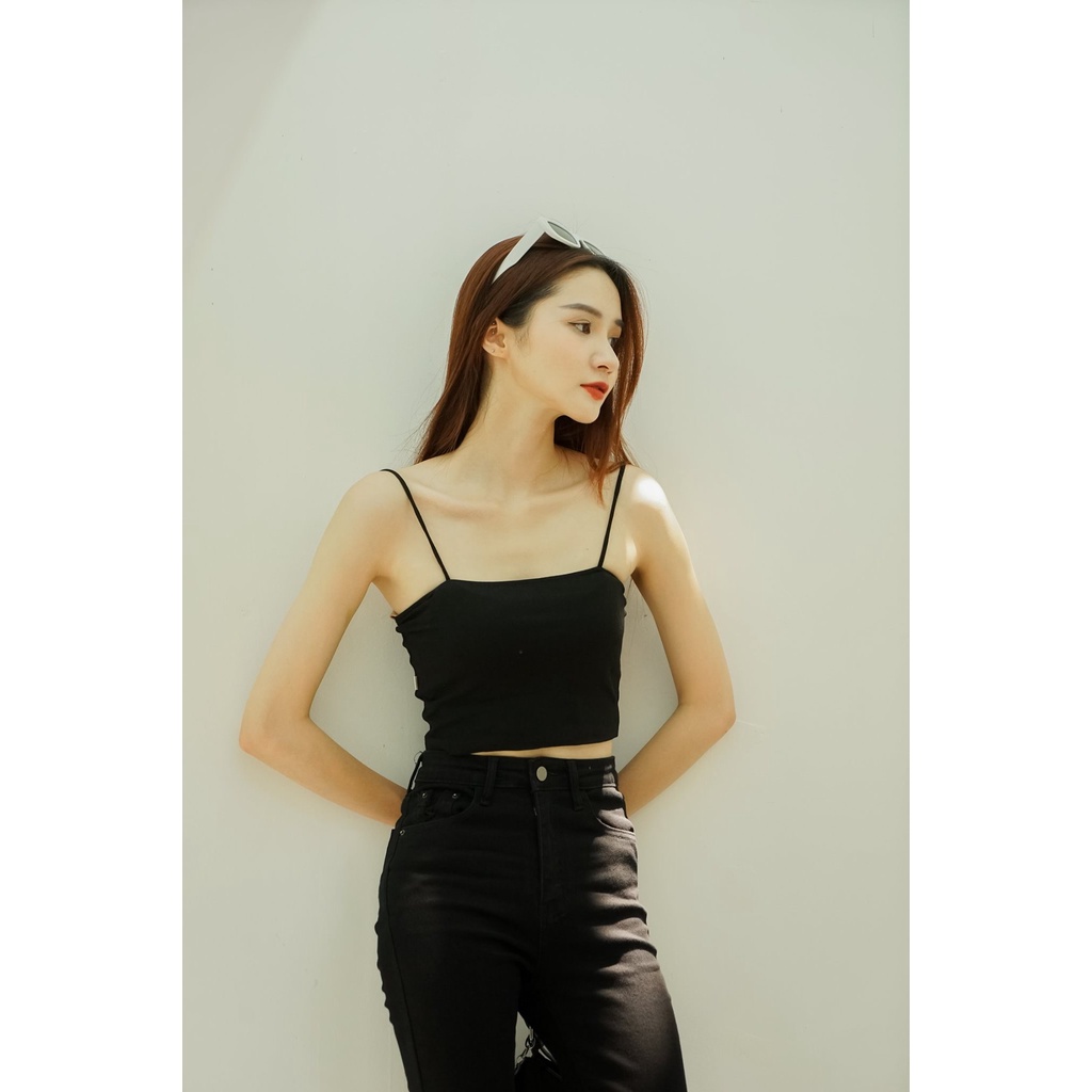 Áo hai dây nữ Méo shop dáng croptop thun tăm form ôm bó ngực Xevia