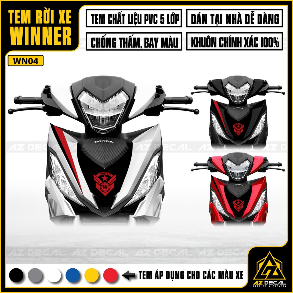 [New] Tem Winner Honda 150 Mẫu GTR |2WN04| Tem Xe Máy Honda PVC 5 Lớp Chống Thấm Nước, Chống Bay Màu