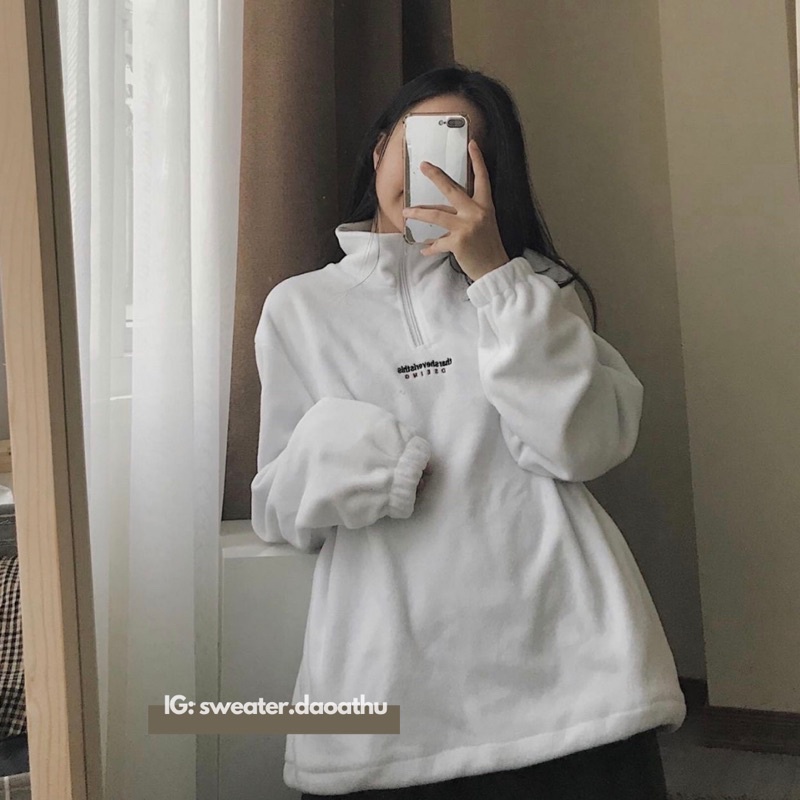 [ ẢNH THẬT ] ÁO SWEATER NỈ CỔ CAO TRẮNG ULZZANG FORM RỘNG (ẢNH THẬT Ở CUỐI)