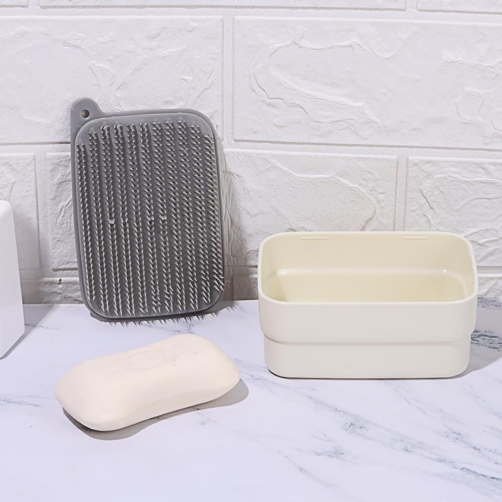 PISTA Hộp Đựng Xà Phòng Có Nắp Đậy Và Bàn Chải Rửa Tiện Dụng