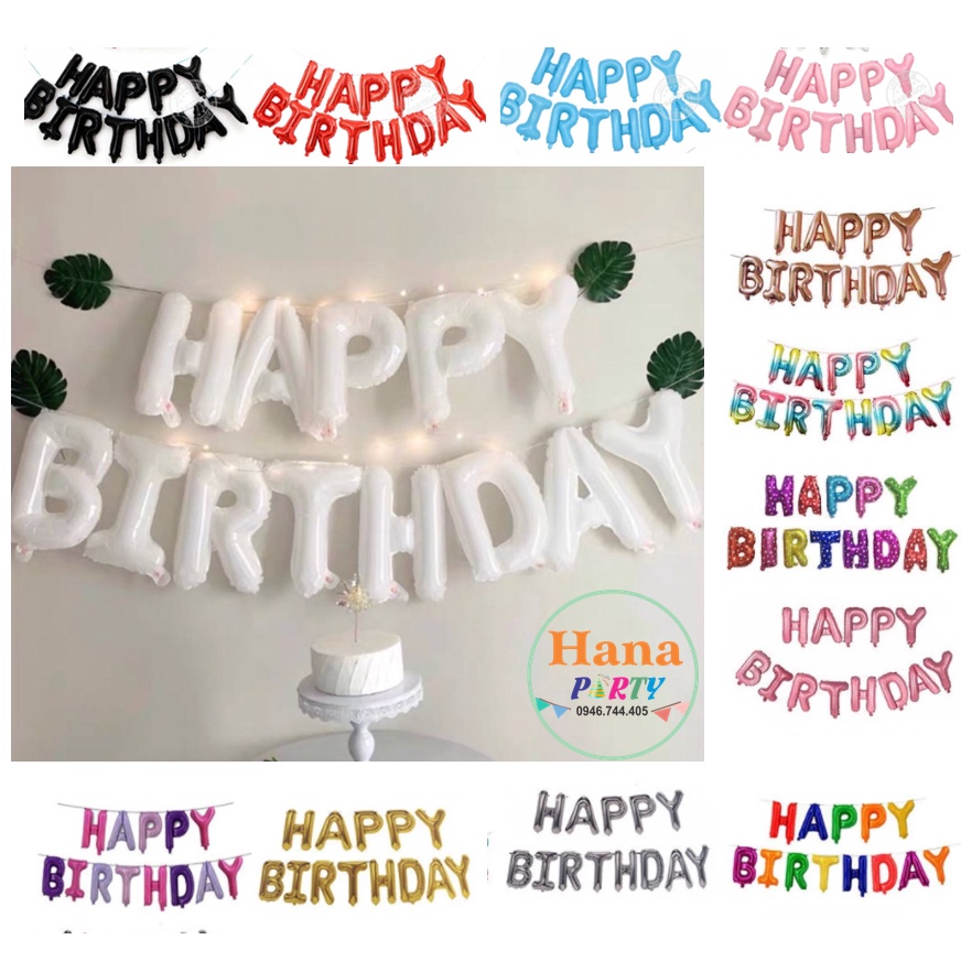 Bong bóng chữ Happy birthday trang trí sinh nhật