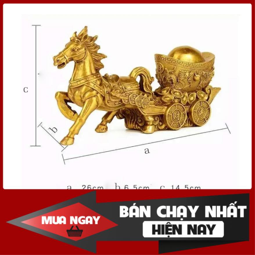 [ VIP ] Ngựa Đồng Kéo Tiền Vàng Kim Nguyên Bảo 26cm - Biểu Tượng Tài Lộc, May Mắn, Thăng Tiến - Phong Thủy Thành Đô