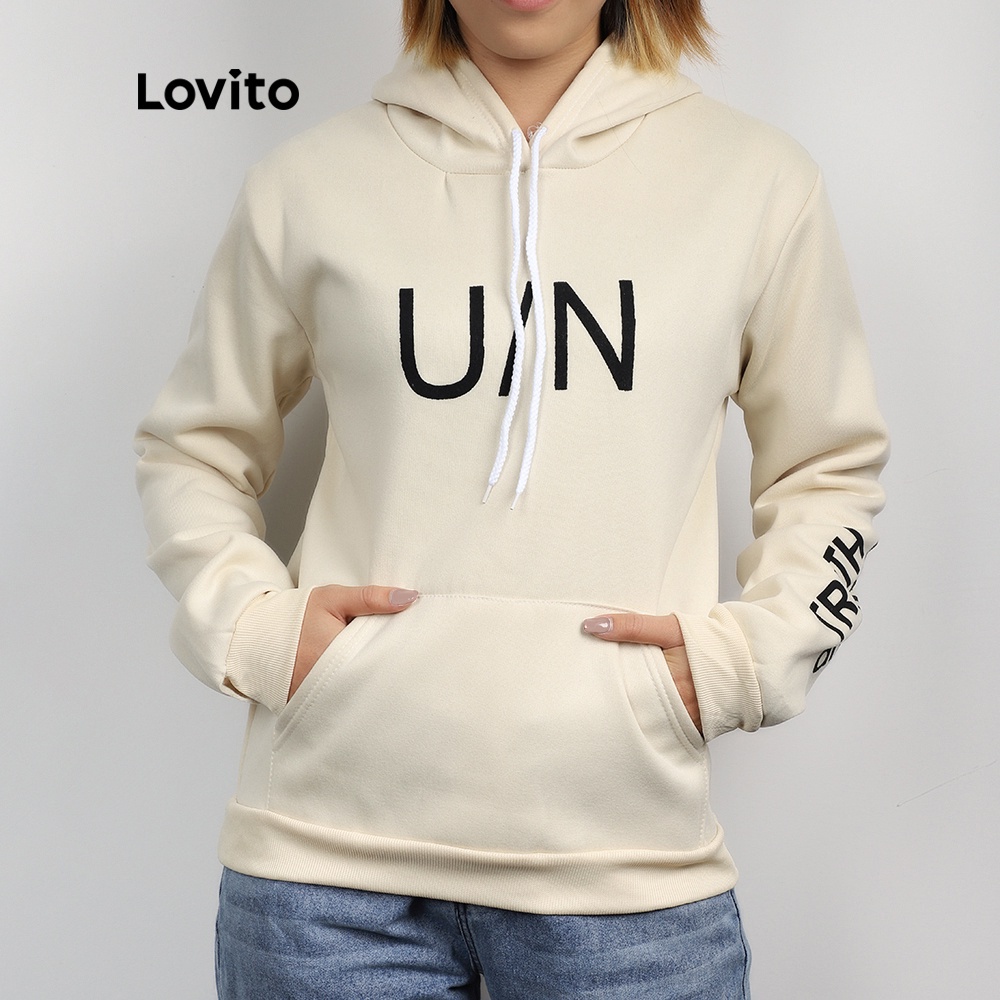 OFF WHITE Áo nỉ dài tay in chữ Lovito L07982 | BigBuy360 - bigbuy360.vn