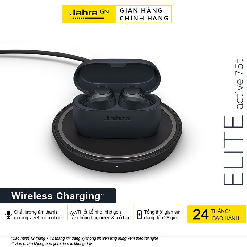 Tai Nghe True Wireless Jabra Active 75T Wireless Charging - Hàng Chính Hãng