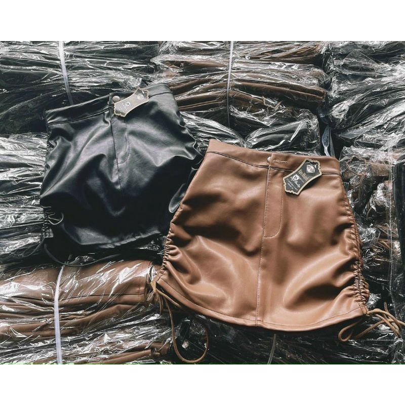 Chân váy da dây rút hai bên, có quần trong siêu xinh shop Tiến Linh đủ size