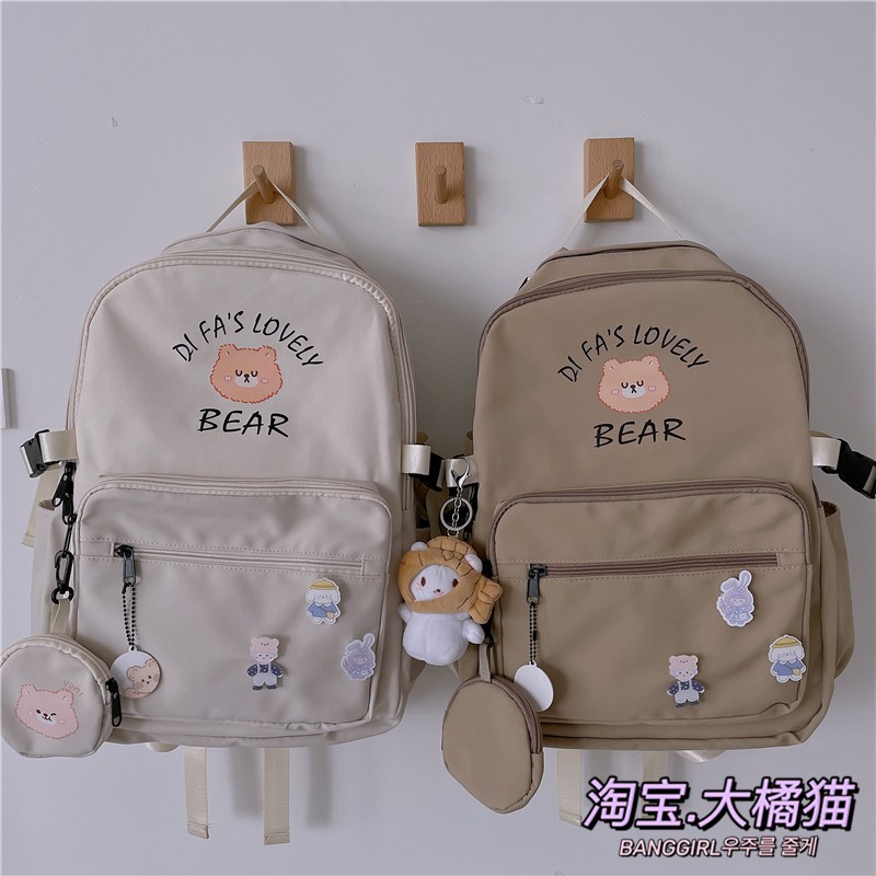 Balo ulzzang hàn quốc đi học, cặp sách nữ dễ thương cute in gấu bear.