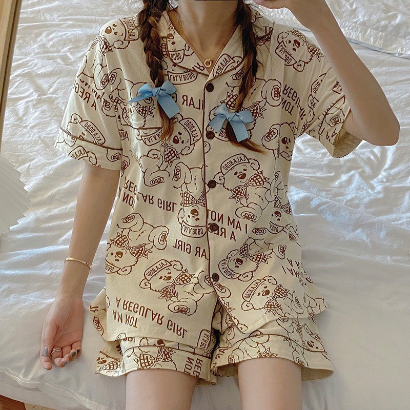 Bộ ngủ Pijama hình gấu cute vải cotton