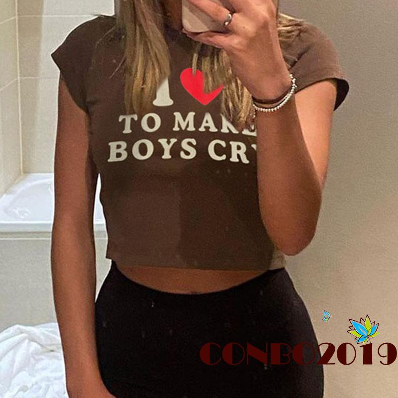 Áo Thun Tay Ngắn Cổ Tròn In Chữ Dành Cho Nữ