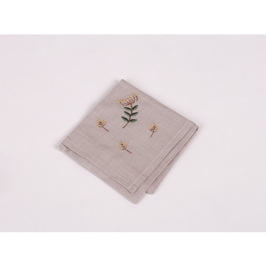 Khăn mùi xoa họa tiết hoa Sa Maison, Chất liệu Linen, Kích thước 33x33cm