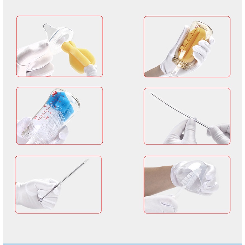 Bộ Cọ Rửa Bình Sữa Và Núm Ti  Misuta 6 Chi Tiết Chất Liệu Cao Cấp An Toàn Cho Bé