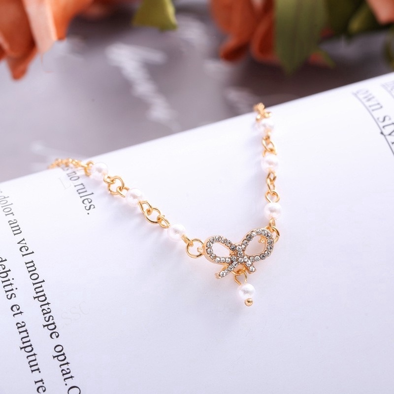 Vòng Tay Đính Ngọc Trai Xinh Xắn Theo Phong Cách Hàn Quốc Cho Nữ