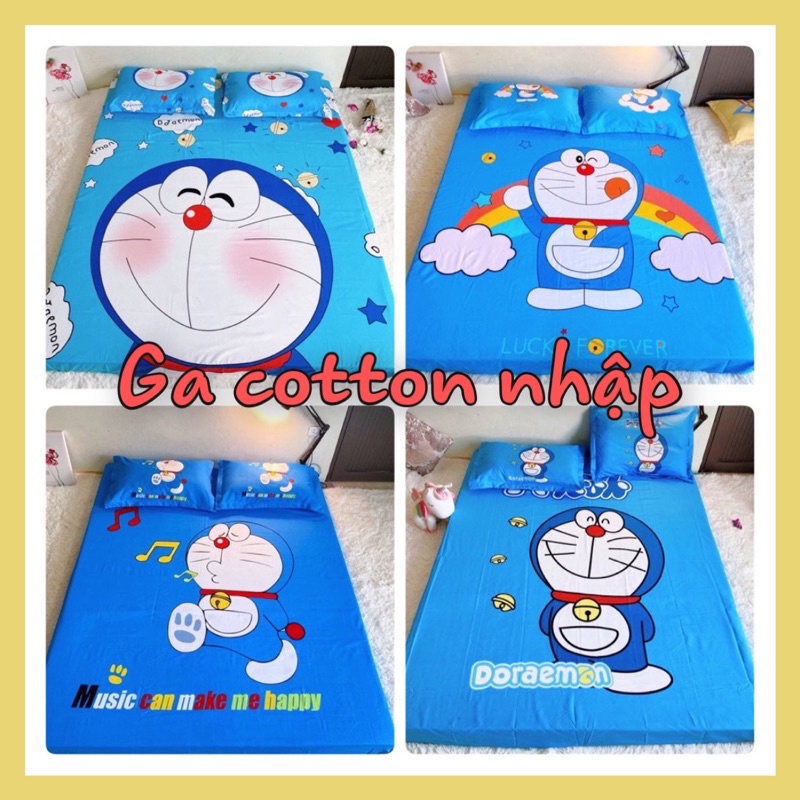 Bộ Ga Gối Hoạt Hình Doraemon 3 sản phẩm (Cotton nhung nhập nguyên túi)