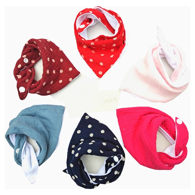 Yếm Ăn Cotton Mềm Mại Màu Trơn Thấm Hút Tốt Cho Bé