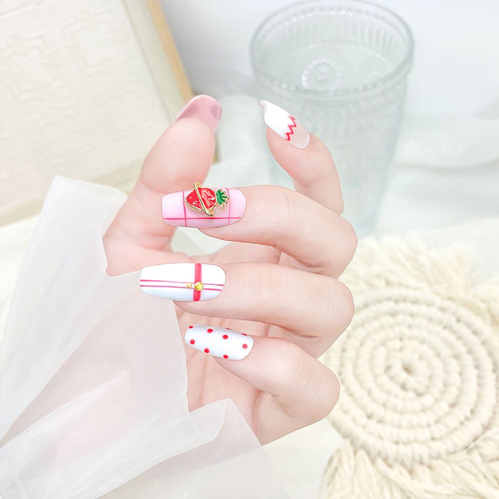 [Hàng mới về] Bộ 10 phụ kiện trang trí móng tay nghệ thuật hình trái cây hoa trái tim 3D nhiều màu sắc đáng yêu