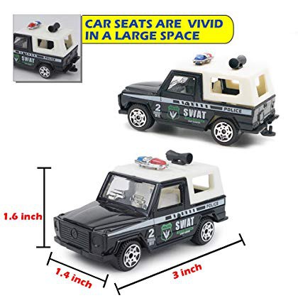 Set 6 xe Cảnh sát SWAT Mini tinh xảo bằng hợp kim và nhựa.