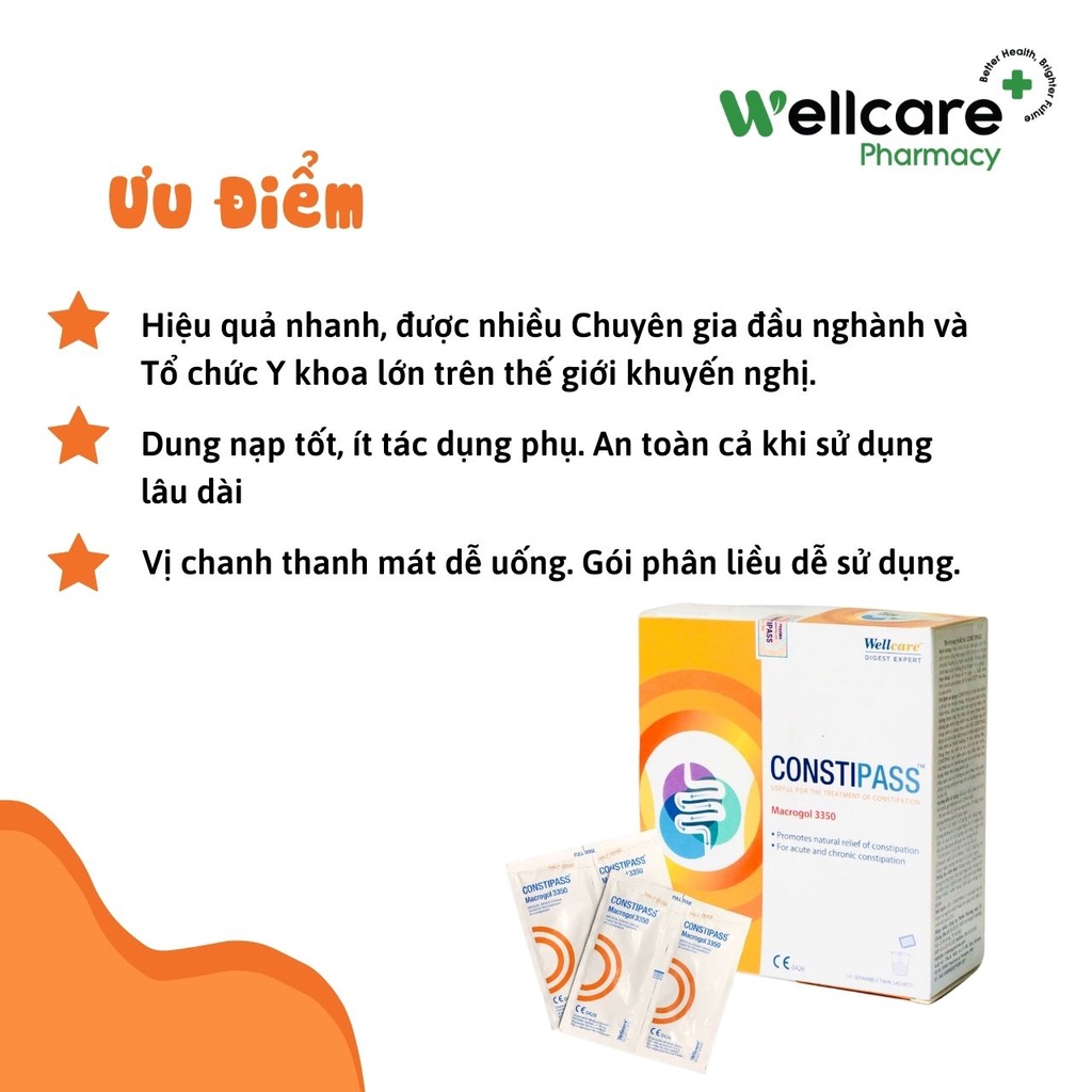 Constipass  - Bột nhuận tràng Macrogol 3350, hỗ trợ giảm táo bón cho trẻ em và người lớn