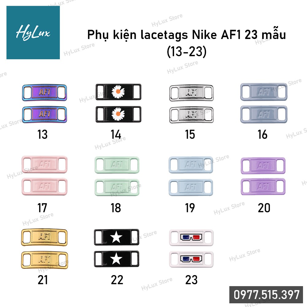 Phụ kiện giày Lacetag Air Force 1 (AF1) thay thế bằng kim loại 23 mẫu