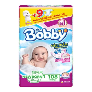Miếng lót sơ sinh bobby fresh newborn 1 - 108 + 9 miếng tã dán bobby xs